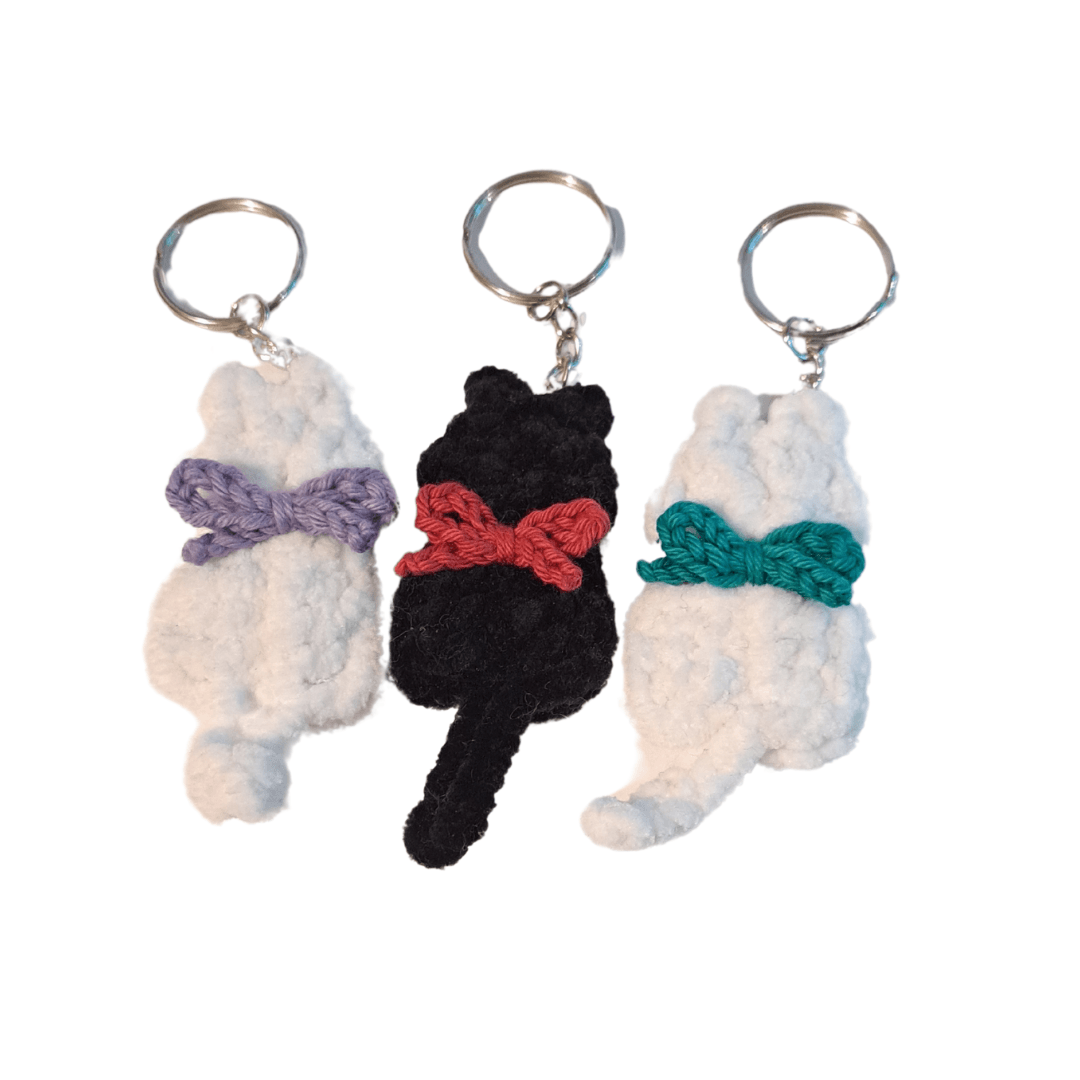 Porta-Chaves Gato com Laço em Crochet
